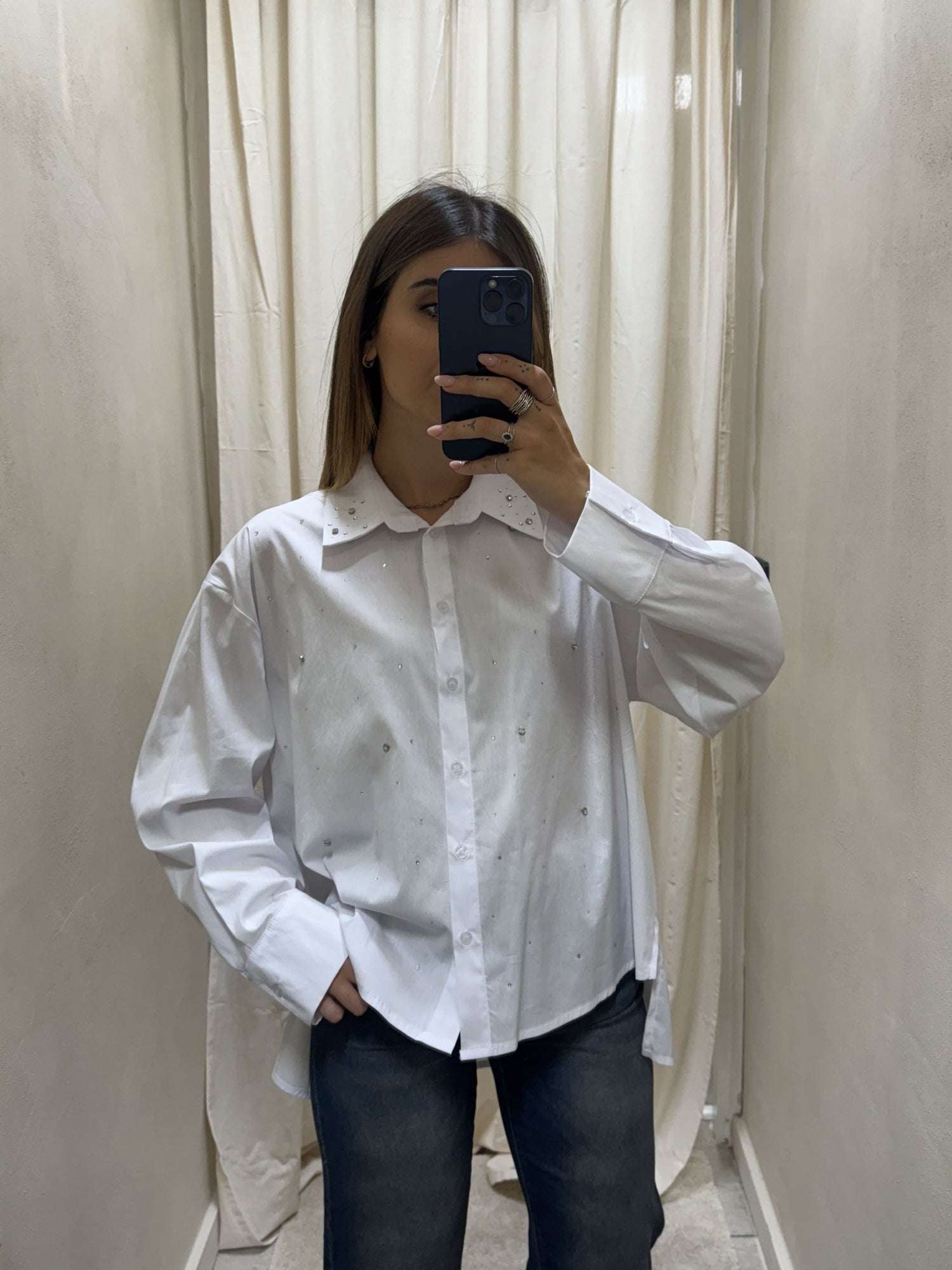 Camicia over con applicazioni gioiello Susy Mix - GiuGiò | Shop online