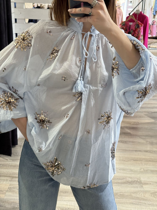 Camicia over con ricami paillettes Dixie - GiuGiò | Shop online