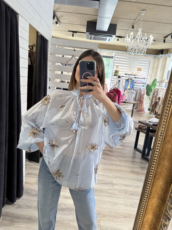 Camicia over con ricami paillettes Dixie - GiuGiò | Shop online