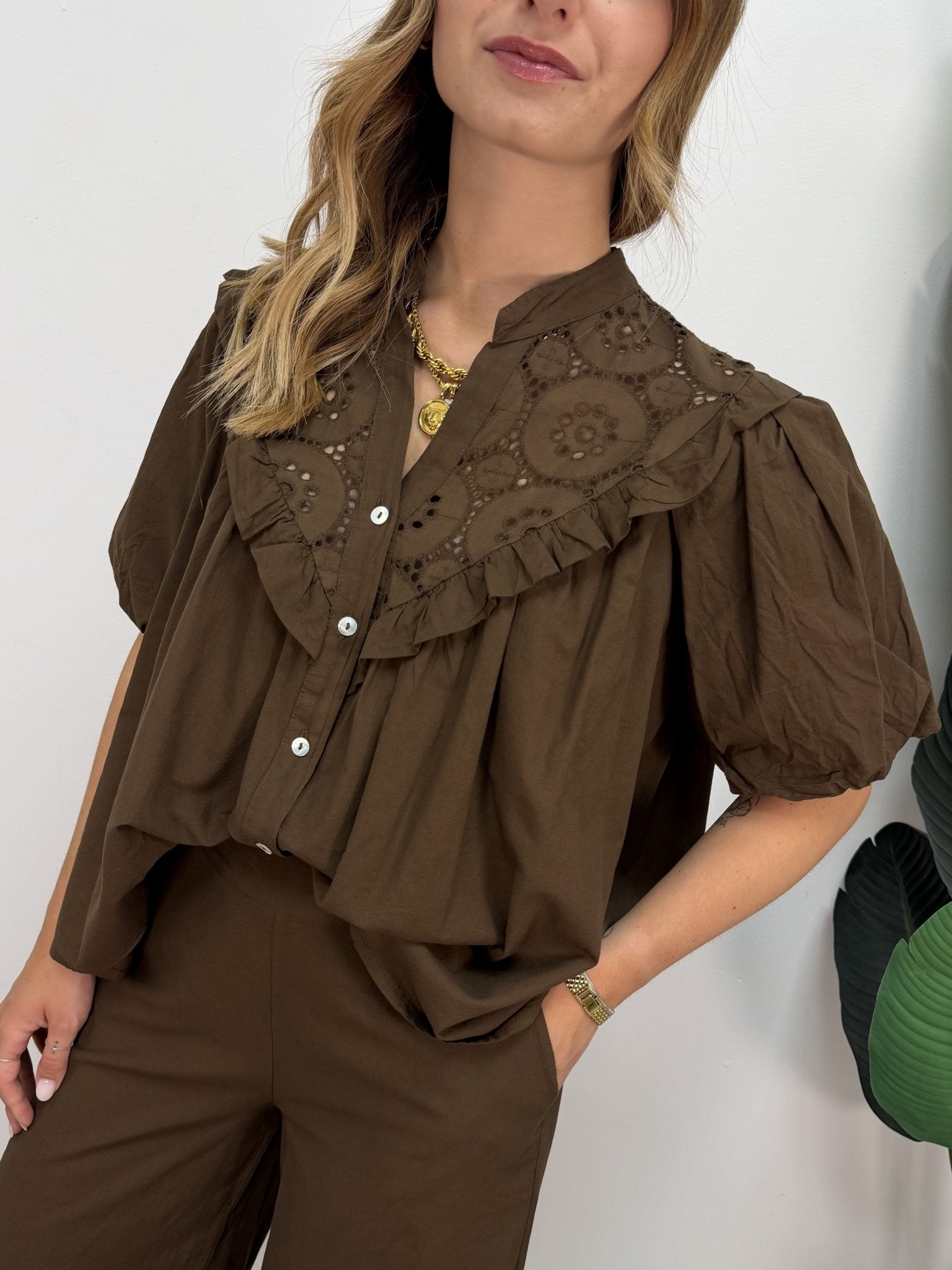 Camicia over coreana con inserti in sangallo MyD - GiuGiò | Shop online