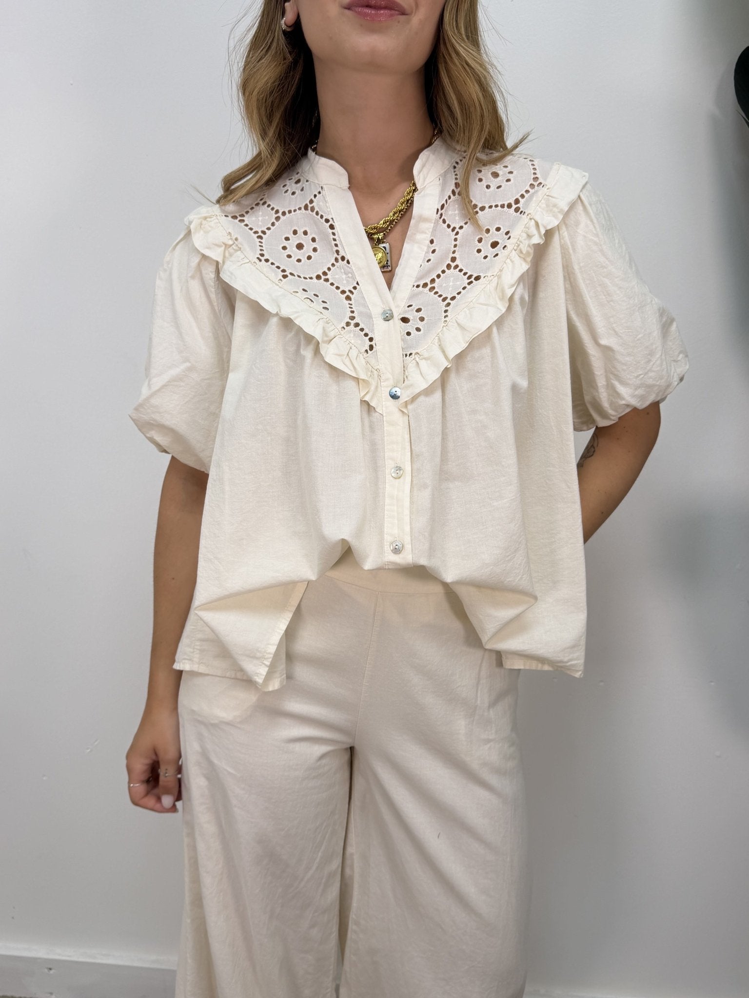 Camicia over coreana con inserti in sangallo MyD - GiuGiò | Shop online