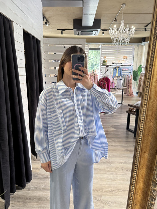Camicia over rigata in cotone con taschino HaveOne - GiuGiò | Shop online