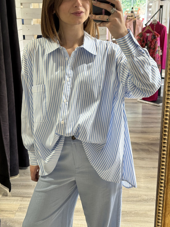 Camicia over rigata in cotone con taschino HaveOne - GiuGiò | Shop online