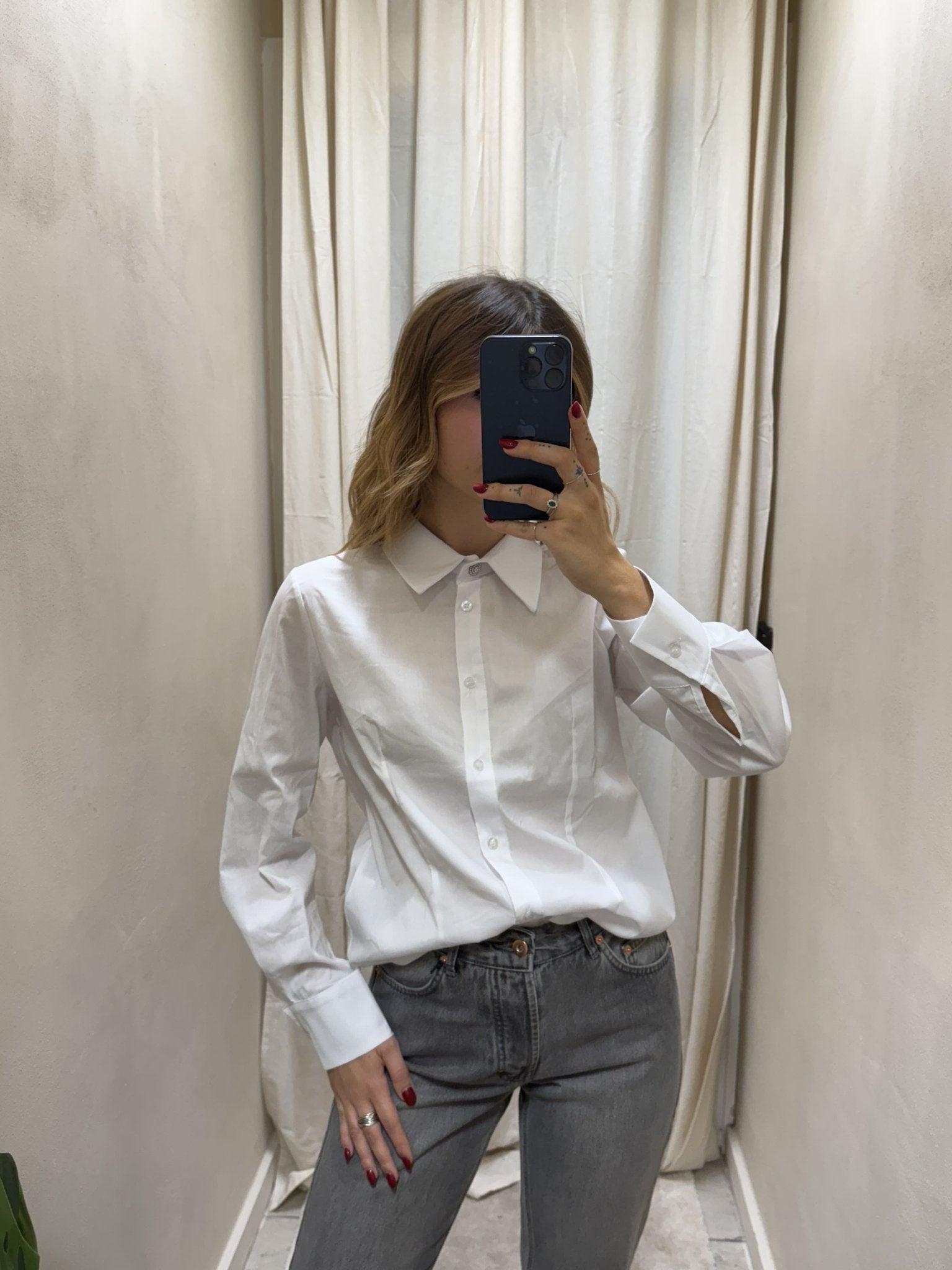 Camicia slim con bottone gioiello Susy Mix - GiuGiò | Shop online