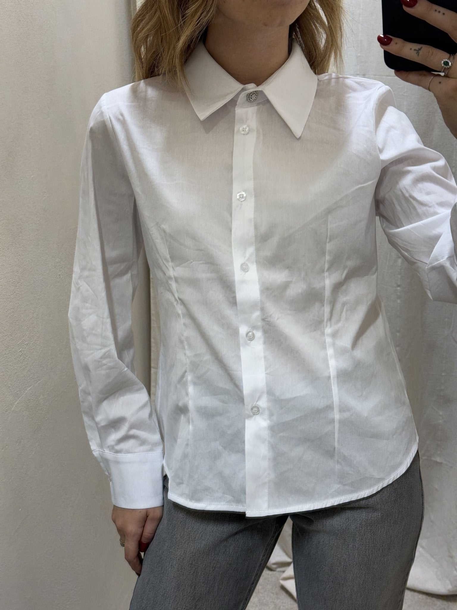 Camicia slim con bottone gioiello Susy Mix - GiuGiò | Shop online