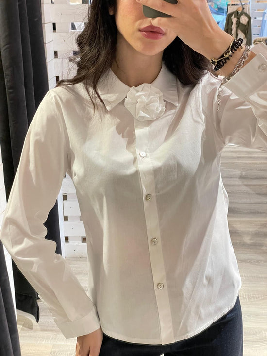 Camicia slim con spilla fiore MyD - GiuGiò | Shop online