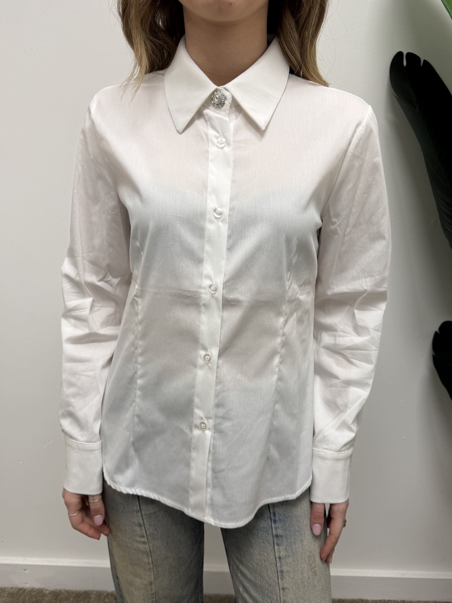 Camicia slim fit con bottone gioiello Susy Mix - GiuGiò | Shop online