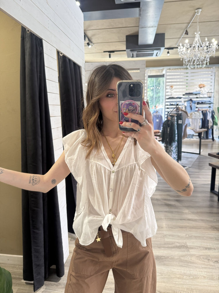 Camicia smanicata con rouches Susy Mix - GiuGiò | Shop online