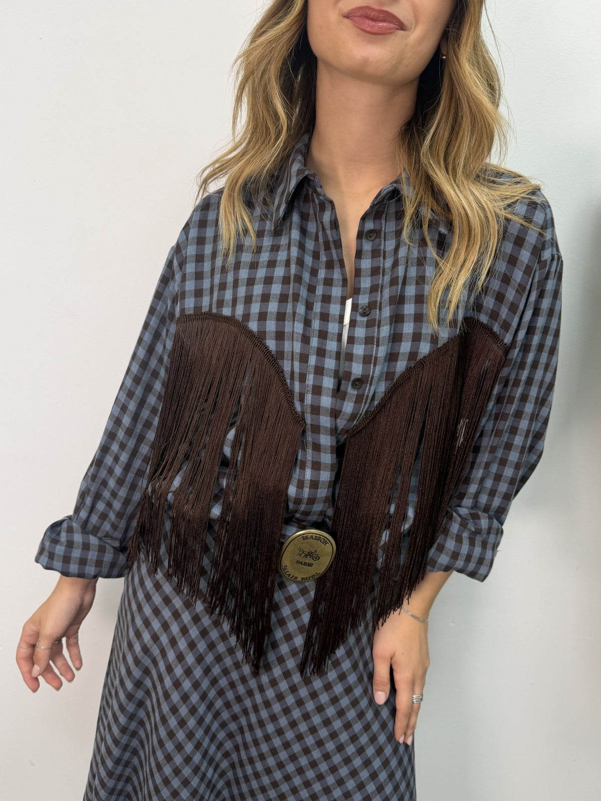 Camicia stampa vichy con frange Tensione In - GiuGiò | Shop online