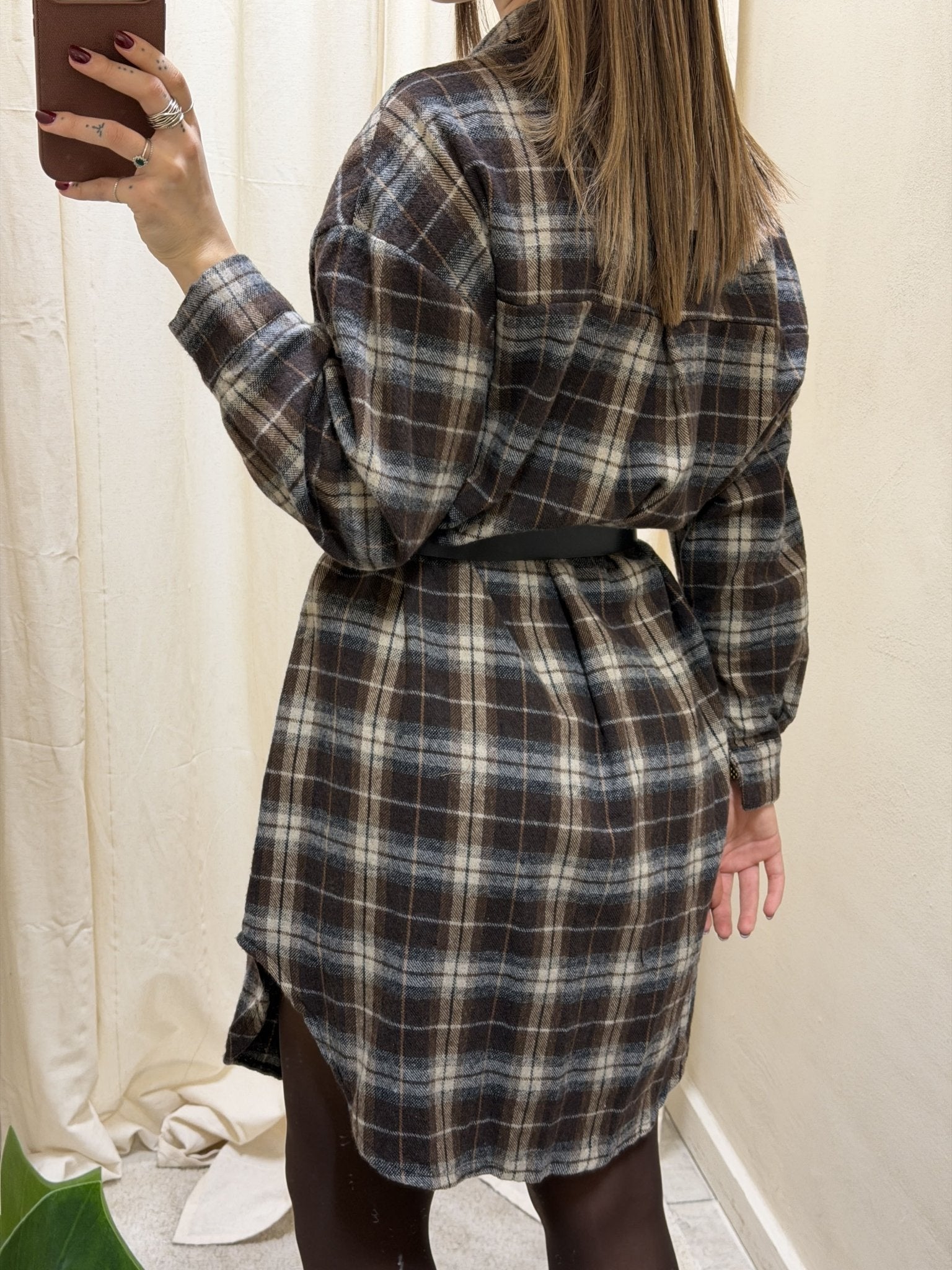 Camicione a quadri con cintura Susy Mix - GiuGiò | Shop online