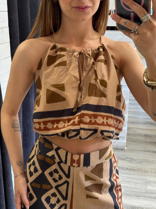 Canotta scollo halter a fantasia Dixie - GiuGiò | Shop online