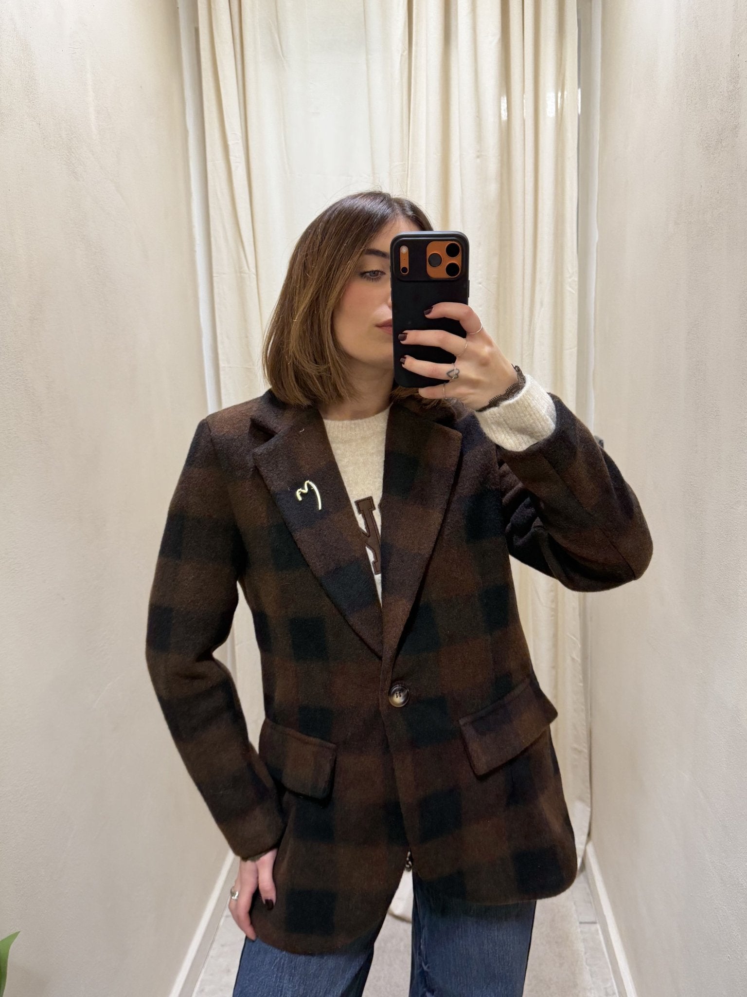 Cappottino 1 bottone stampa check con spilla MyD - GiuGiò | Shop online