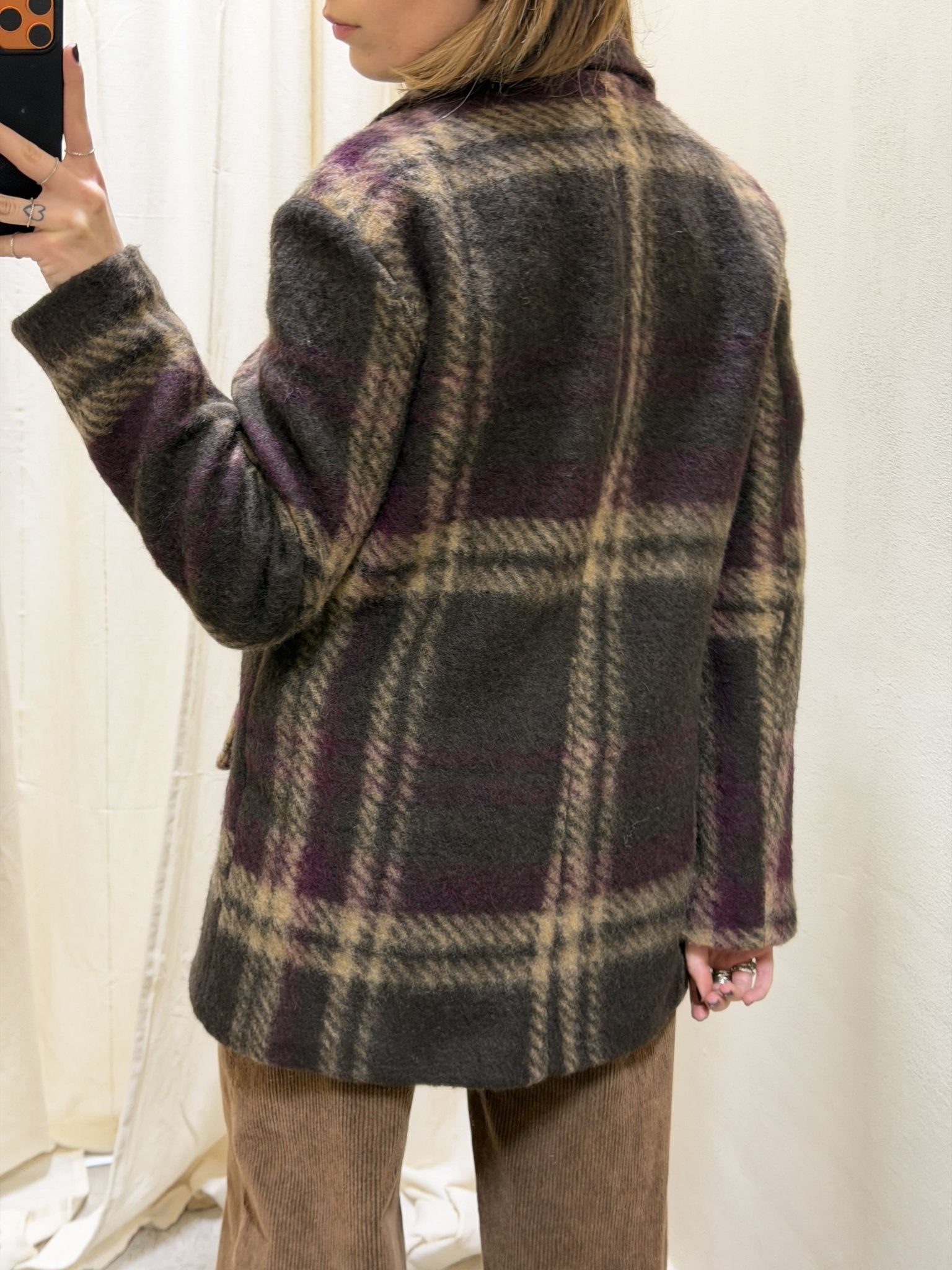 Cappottino 1 bottone stampa check con spilla MyD - GiuGiò | Shop online