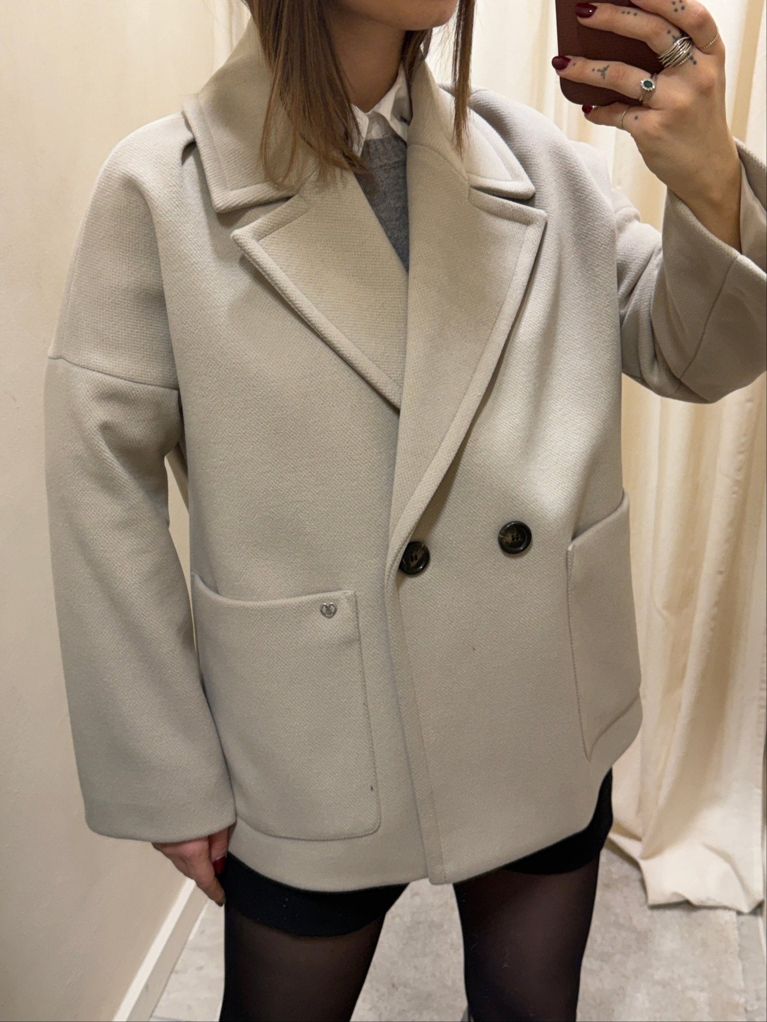 Cappotto corto doppiopetto tasche a toppa Please - GiuGiò | Shop online