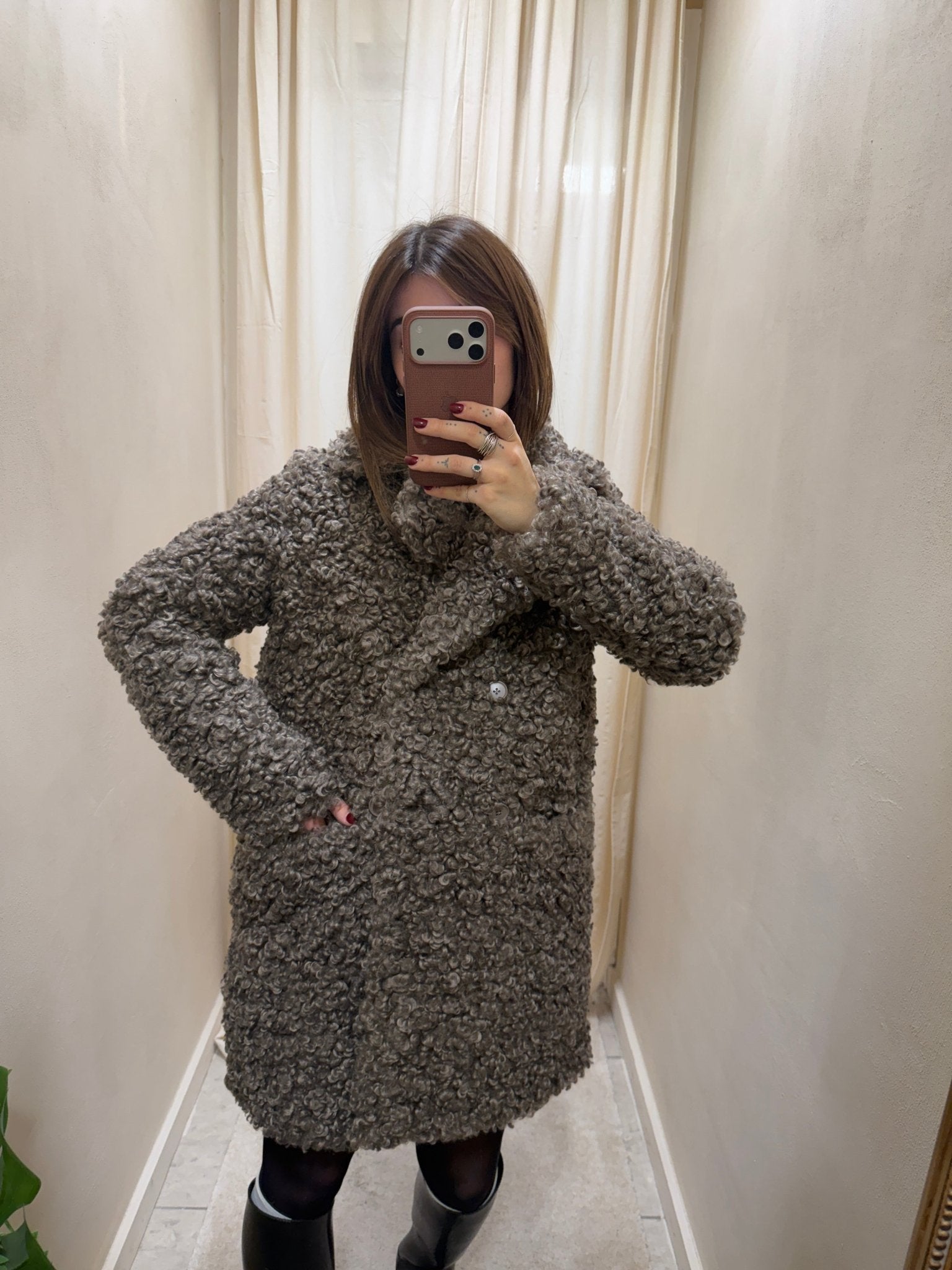 Cappotto doppiopetto 7/8 in sherpa Censured - GiuGiò | Shop online