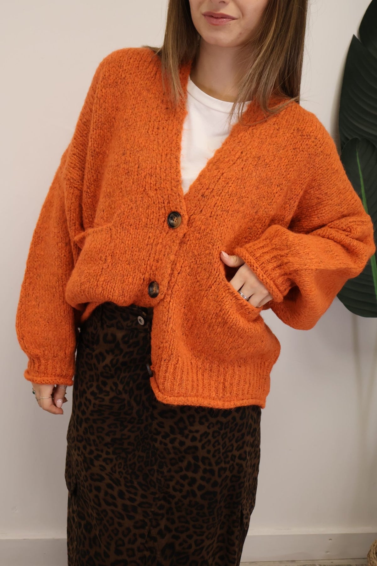 Cardigan con tasche arancione HaveOne - GiuGiò | Shop online