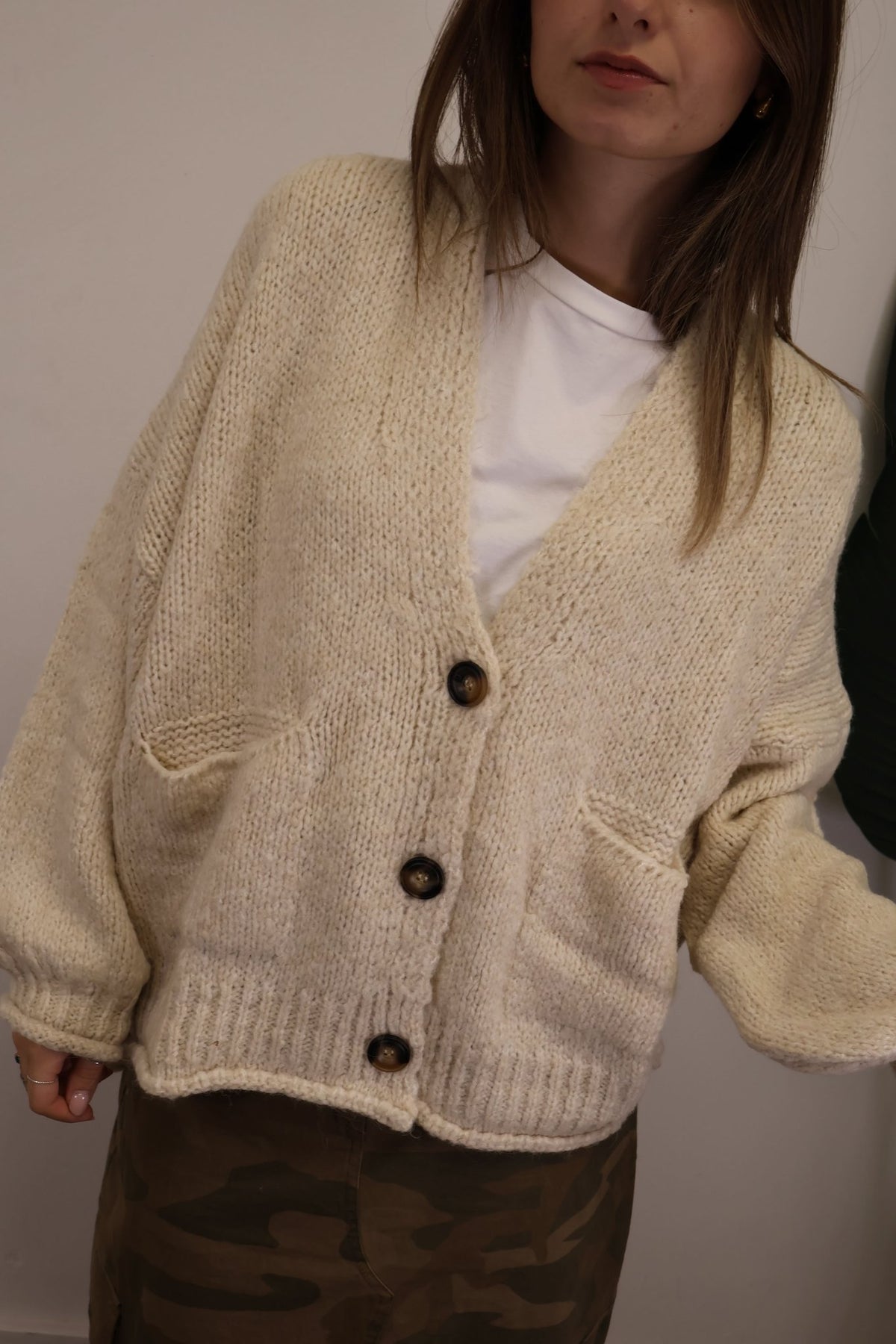 Cardigan con tasche panna HaveOne - GiuGiò | Shop online