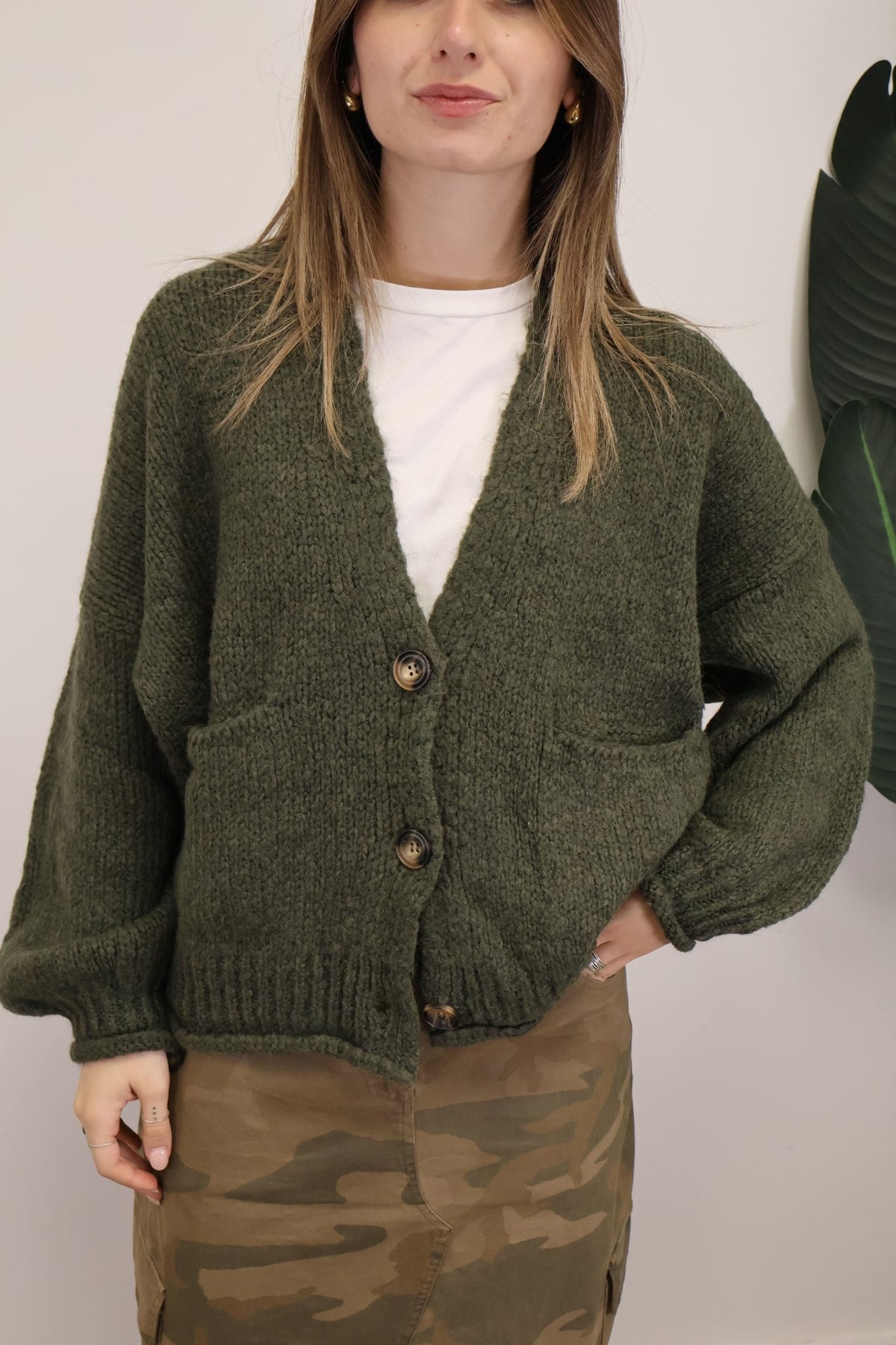 Cardigan con tasche verde HaveOne - GiuGiò | Shop online