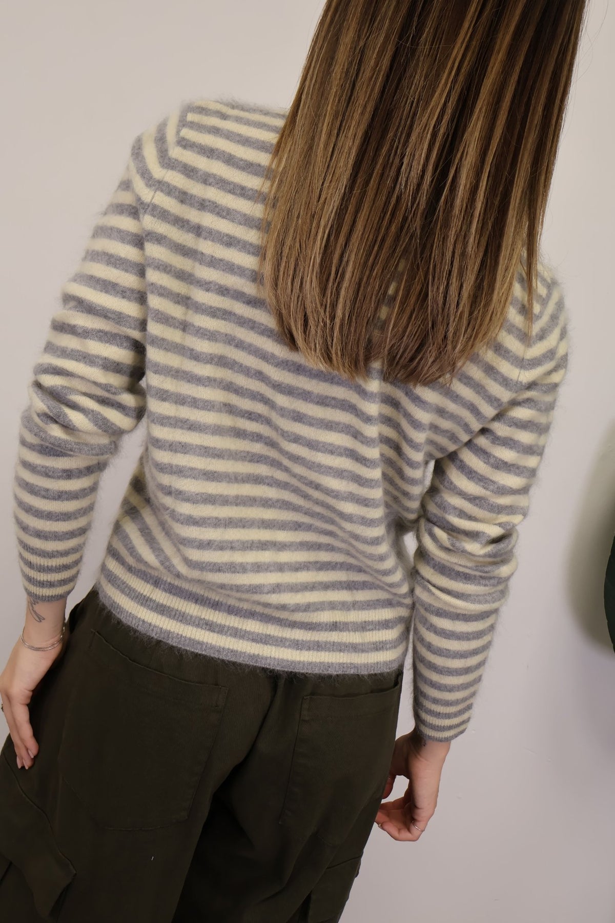 Cardigan girocollo a righe grigio Tensione In - GiuGiò | Shop online