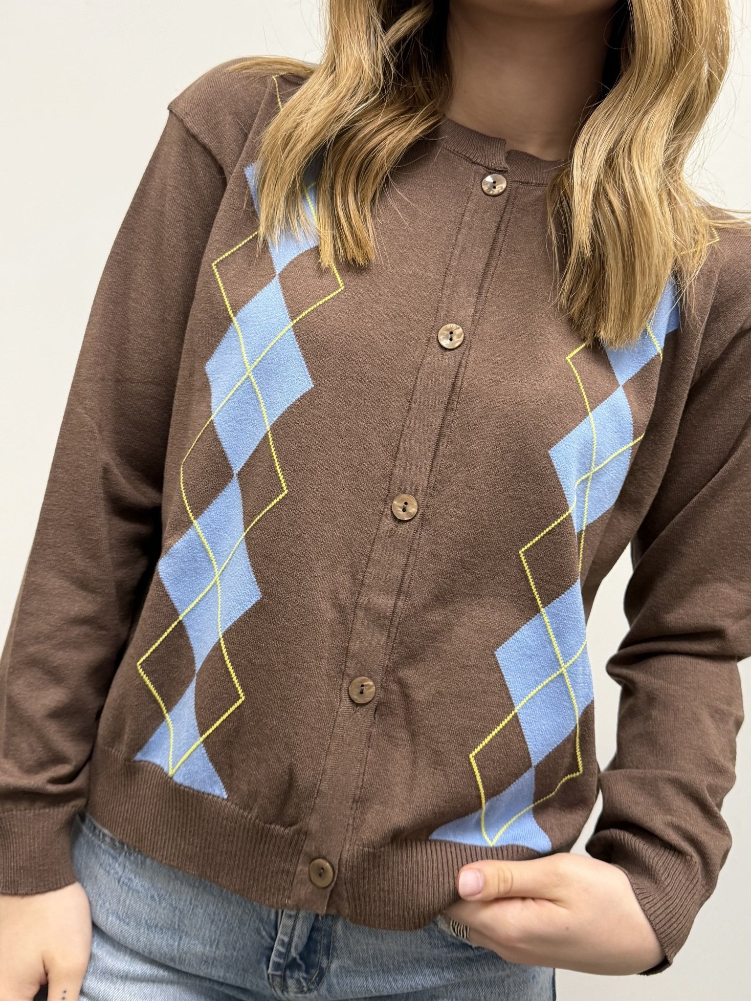 Cardigan girocollo a rombi VICOLO - GiuGiò | Shop online