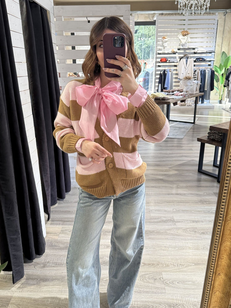 Cardigan in filo a righe con scollo V Tensione IN - GiuGiò | Shop online