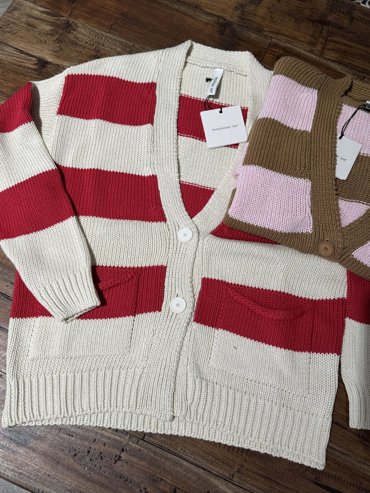 Cardigan in filo a righe con scollo V Tensione IN - GiuGiò | Shop online