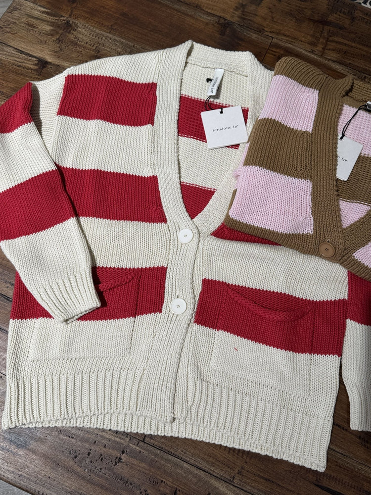 Cardigan in filo a righe con scollo V Tensione IN - GiuGiò | Shop online