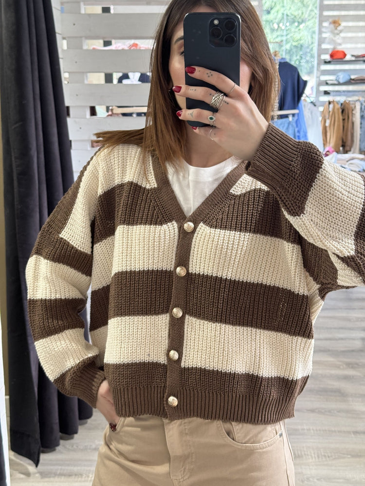 Cardigan in filo a righe Susy Mix - GiuGiò | Shop online