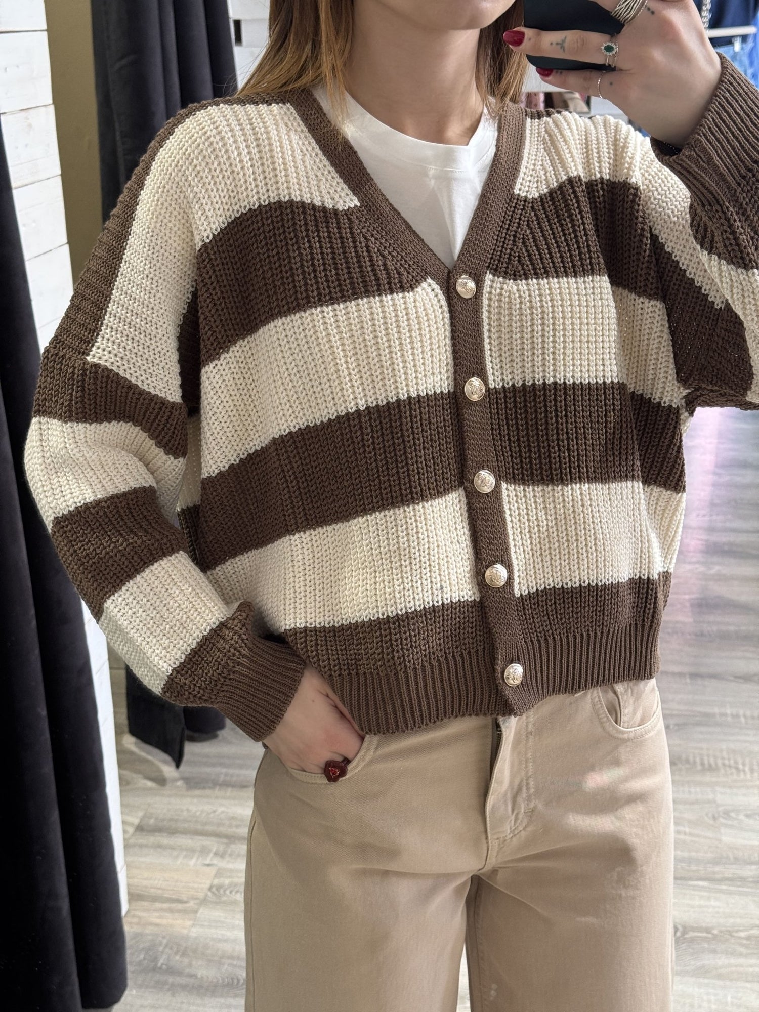 Cardigan in filo a righe Susy Mix - GiuGiò | Shop online