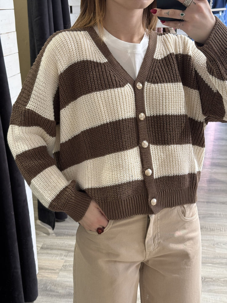 Cardigan in filo a righe Susy Mix - GiuGiò | Shop online