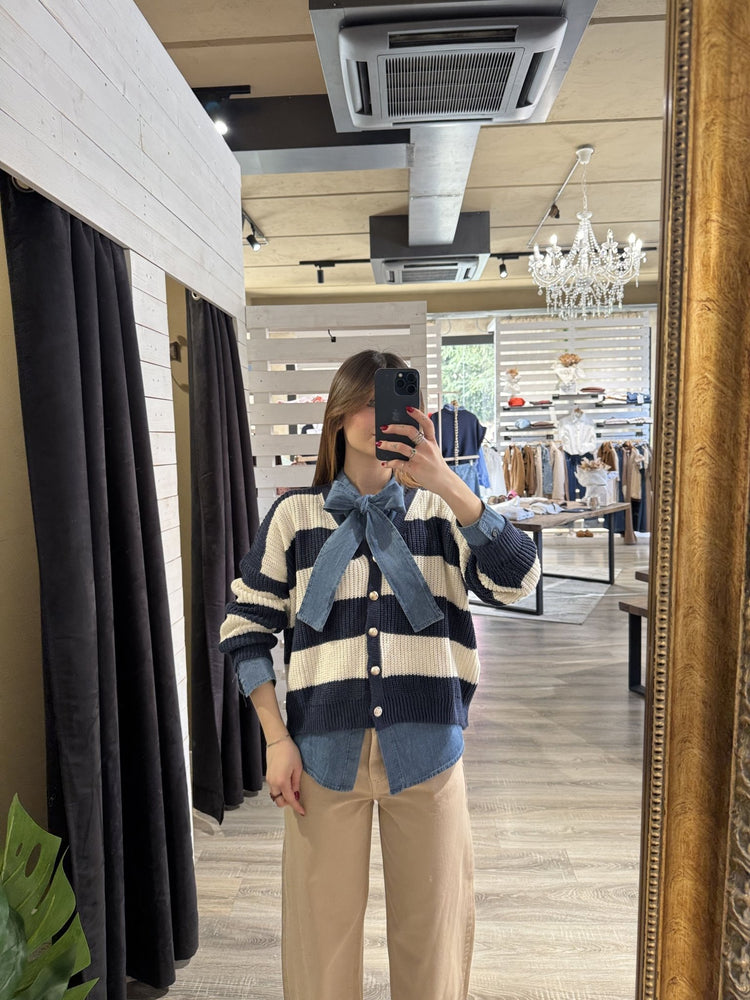 Cardigan in filo a righe Susy Mix - GiuGiò | Shop online