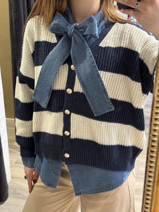 Cardigan in filo a righe Susy Mix - GiuGiò | Shop online