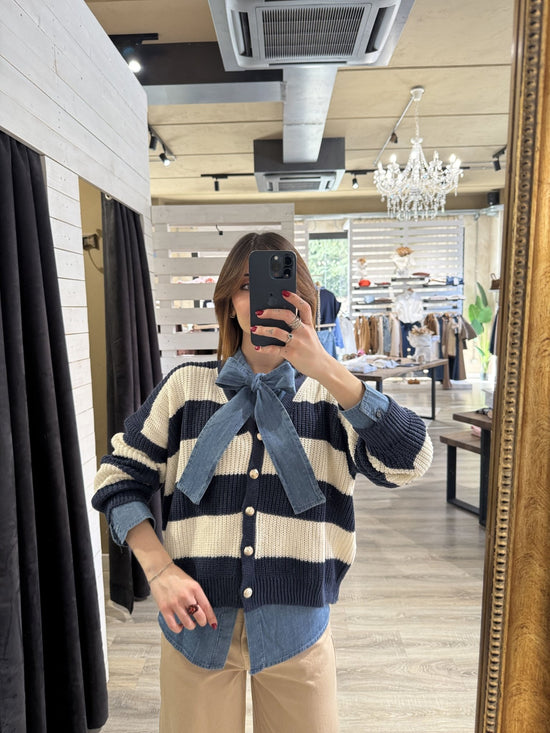 Cardigan in filo a righe Susy Mix - GiuGiò | Shop online