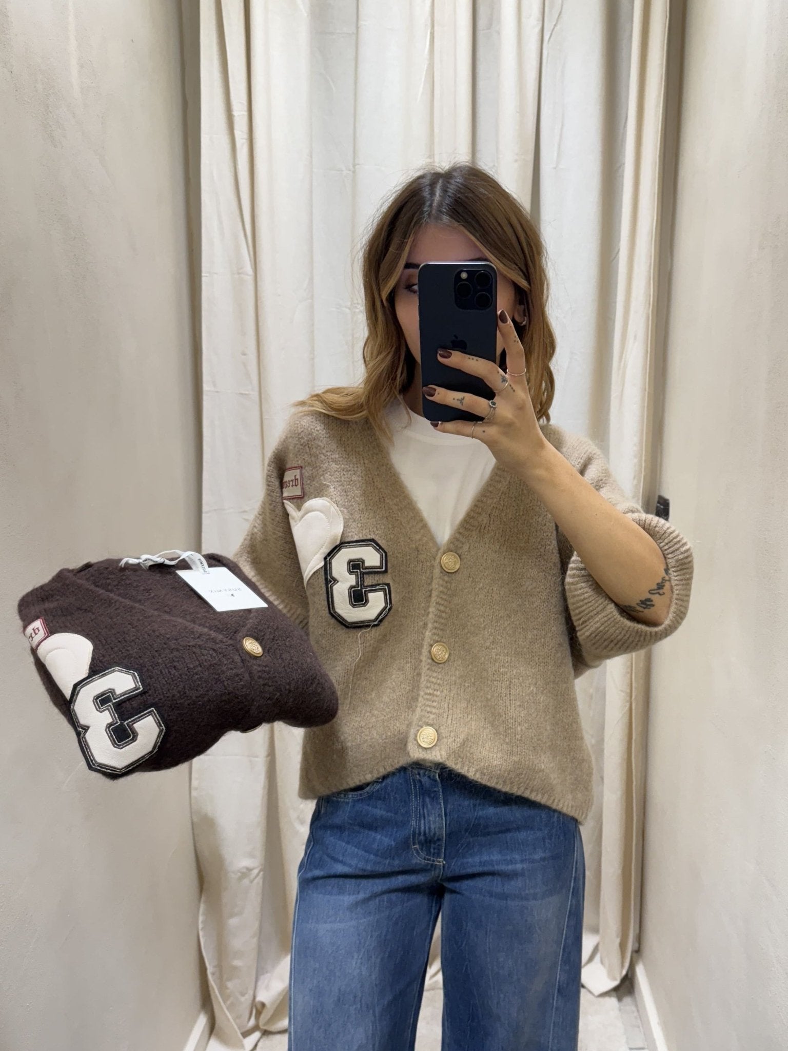Cardigan manica 3/4 con patch Susy Mix - GiuGiò | Shop online
