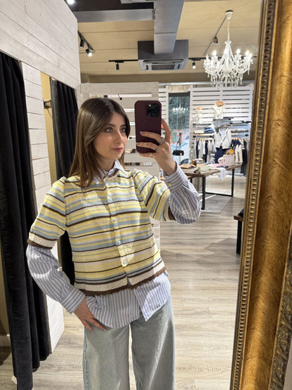 Cardigan mezza manica in filo a righe HaveOne - GiuGiò | Shop online