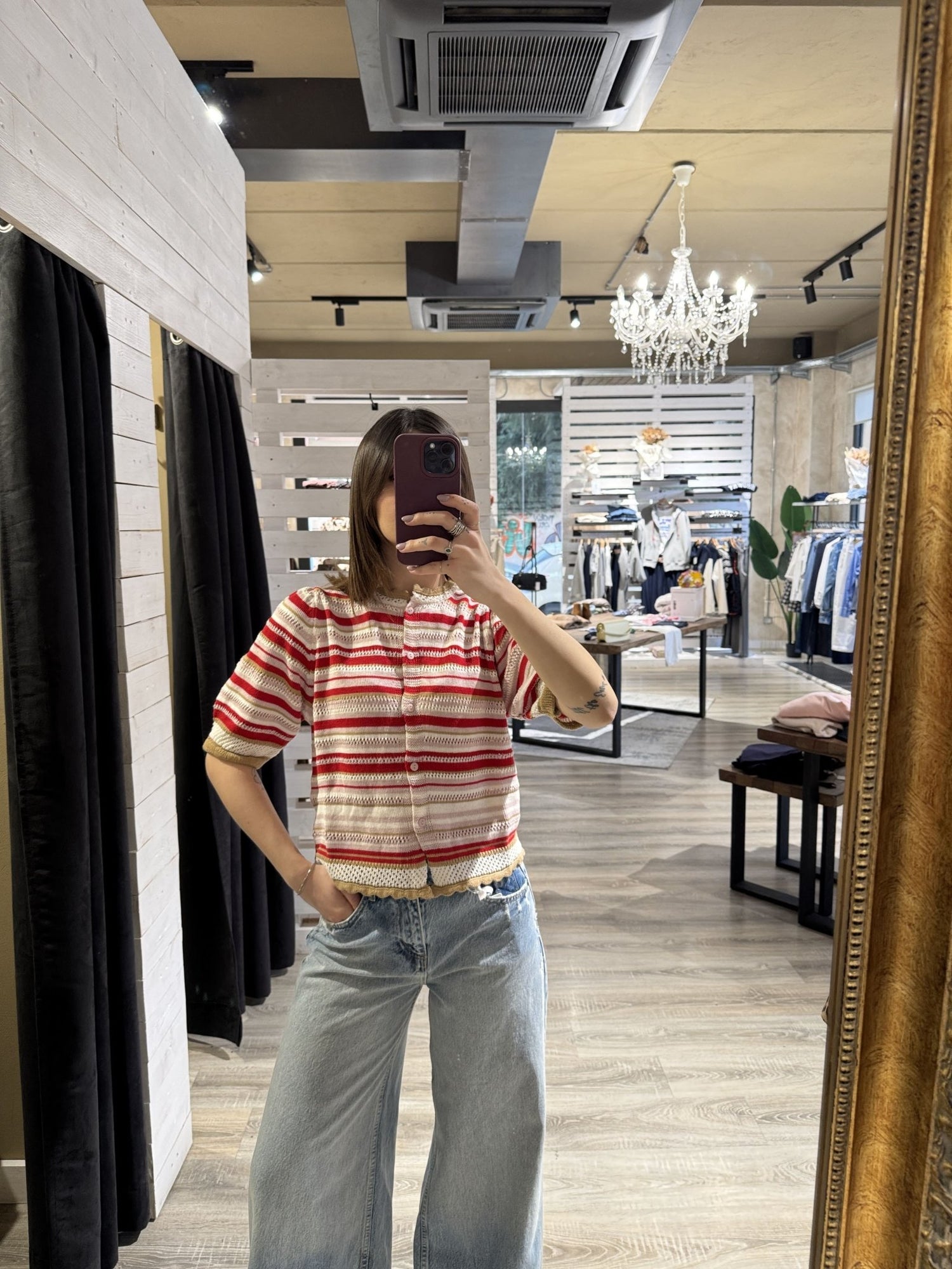 Cardigan mezza manica in filo a righe HaveOne - GiuGiò | Shop online
