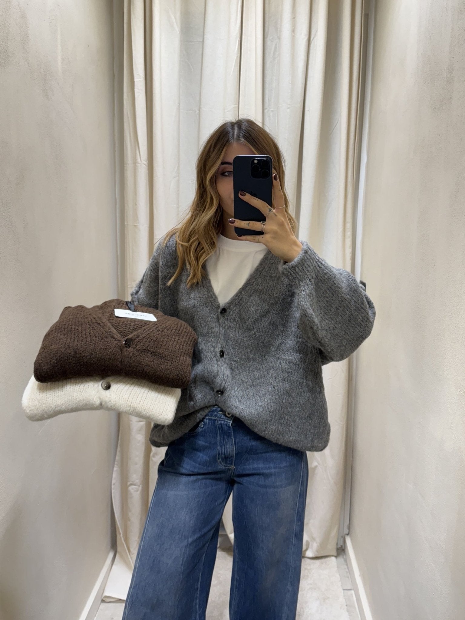 Cardigan over con bottoni misto lana MyD - GiuGiò | Shop online