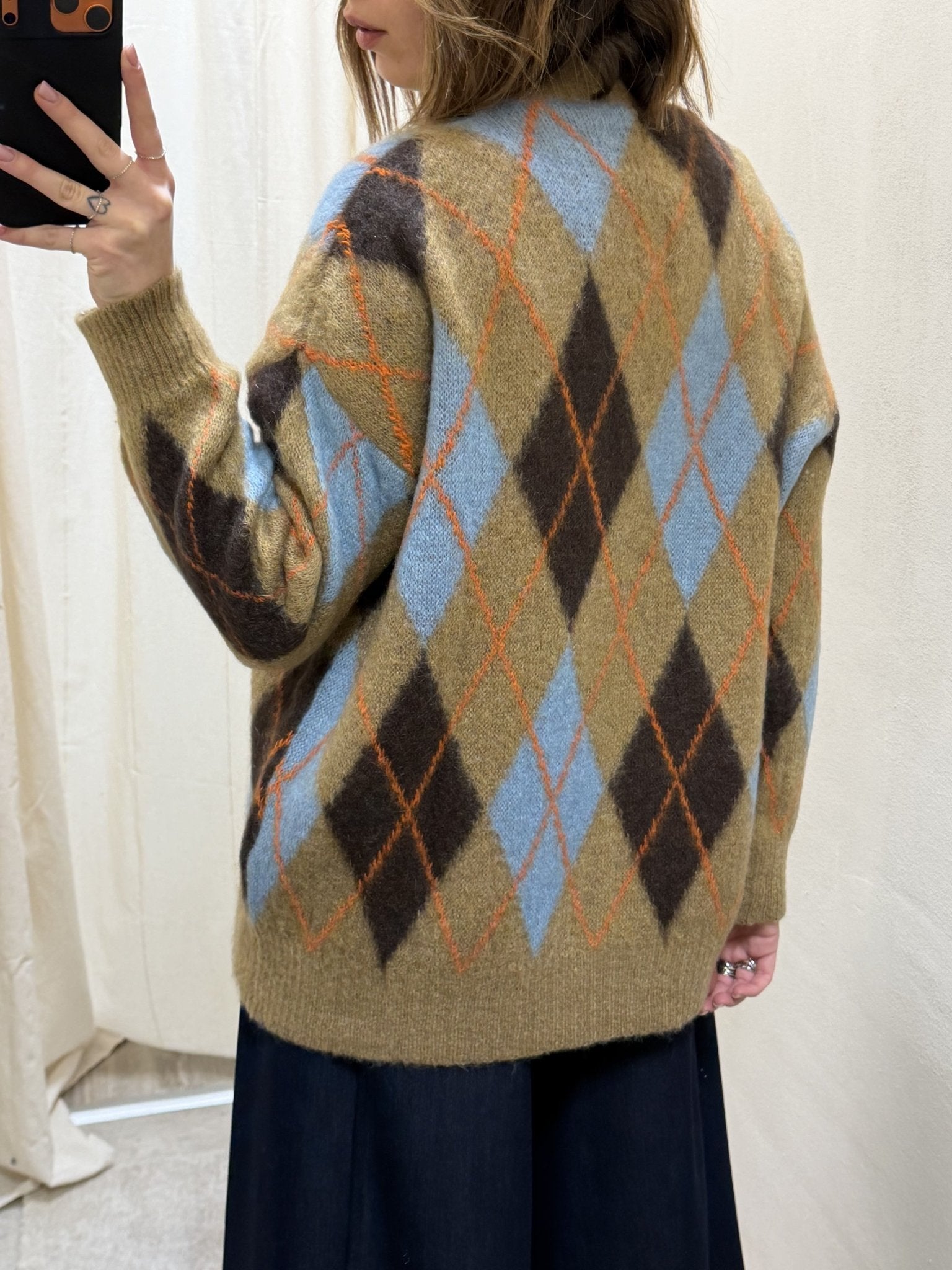 Cardigan over rombi misto lana Tensione In - GiuGiò | Shop online