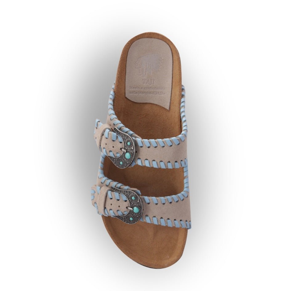 Ciabatta buckle beat suede sky Taji - GiuGiò | Shop online