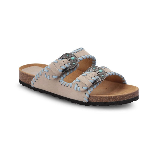 Ciabatta buckle beat suede sky Taji - GiuGiò | Shop online