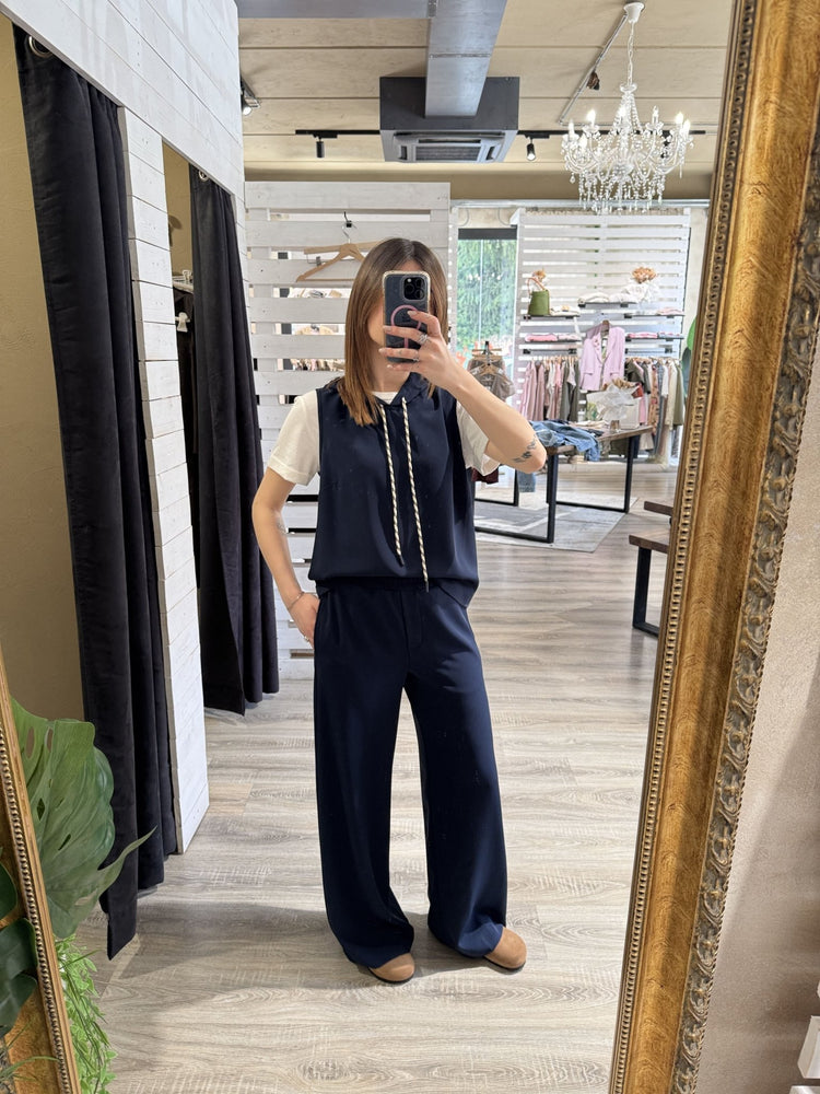 Completo blusa con cappuccio e pantalone fluido Susy Mix - GiuGiò | Shop online