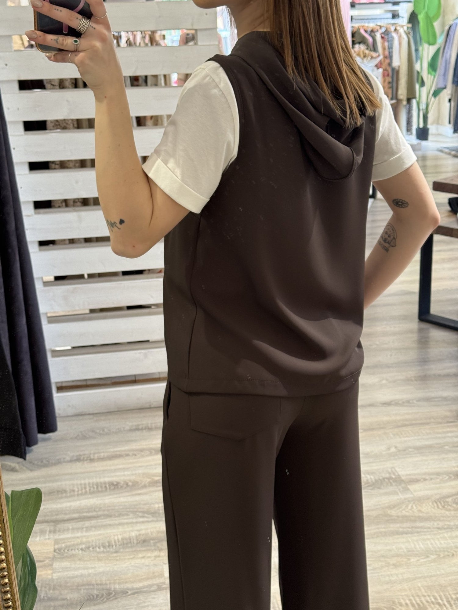 Completo blusa con cappuccio e pantalone fluido Susy Mix - GiuGiò | Shop online