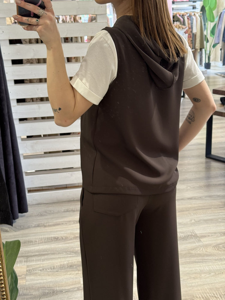 Completo blusa con cappuccio e pantalone fluido Susy Mix - GiuGiò | Shop online
