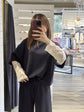 Completo maglia over manica in pizzo e pantalaccio gamba ampia Zahjr - GiuGiò | Shop online