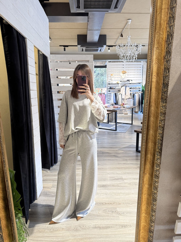Completo maglia over manica in pizzo e pantalaccio gamba ampia Zahjr - GiuGiò | Shop online
