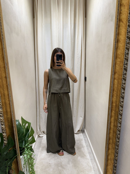 Coordinato canotta + pantalone in lino e viscosa Tensione In - GiuGiò | Shop online