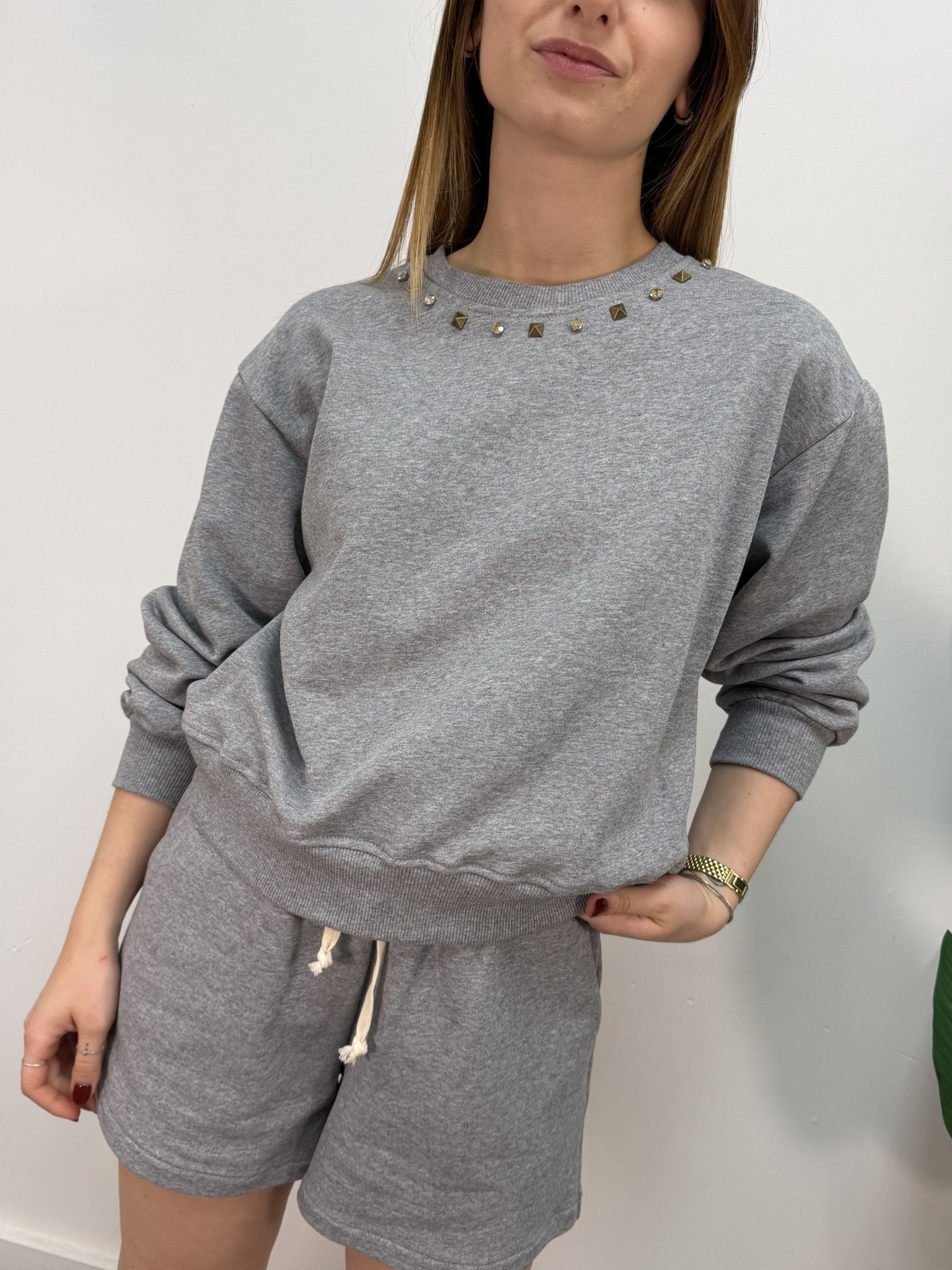 Coordinato felpa + bermuda con applicazioni gioiello MyD - GiuGiò | Shop online