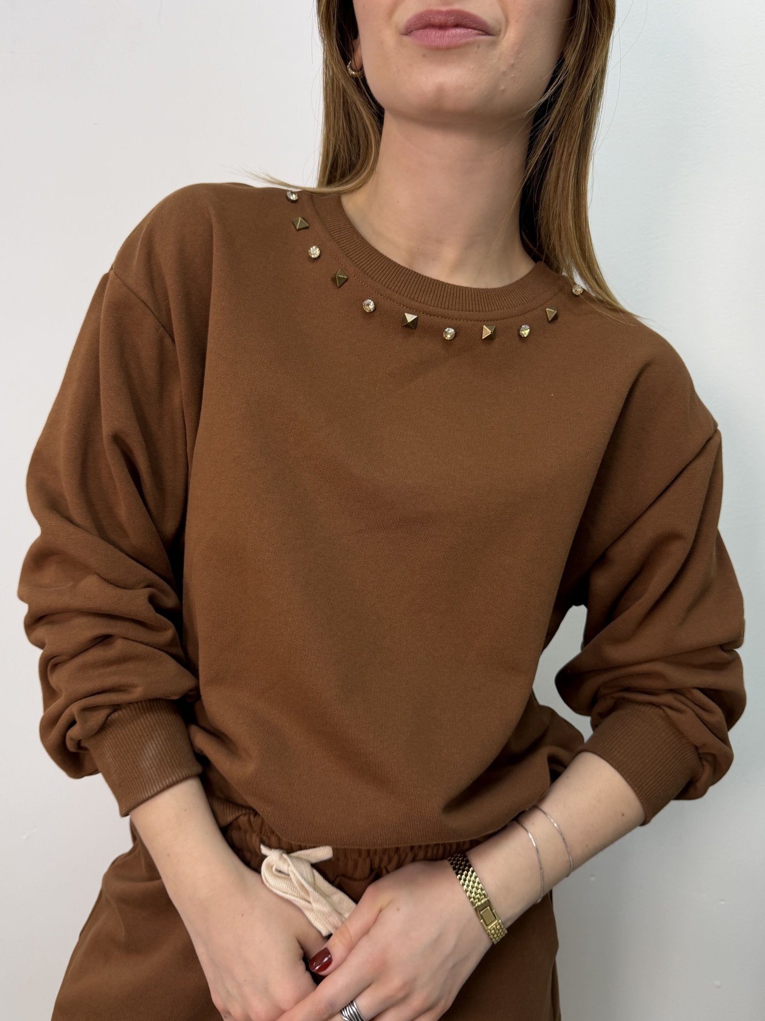 Coordinato felpa + bermuda con applicazioni gioiello MyD - GiuGiò | Shop online