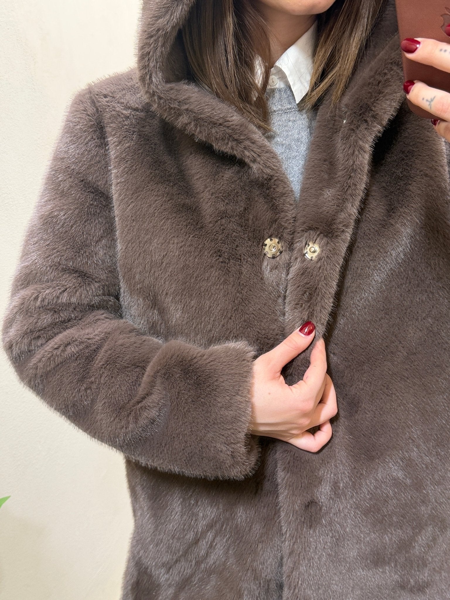 Eco - pelliccia 7/8 con cappuccio Censured - GiuGiò | Shop online