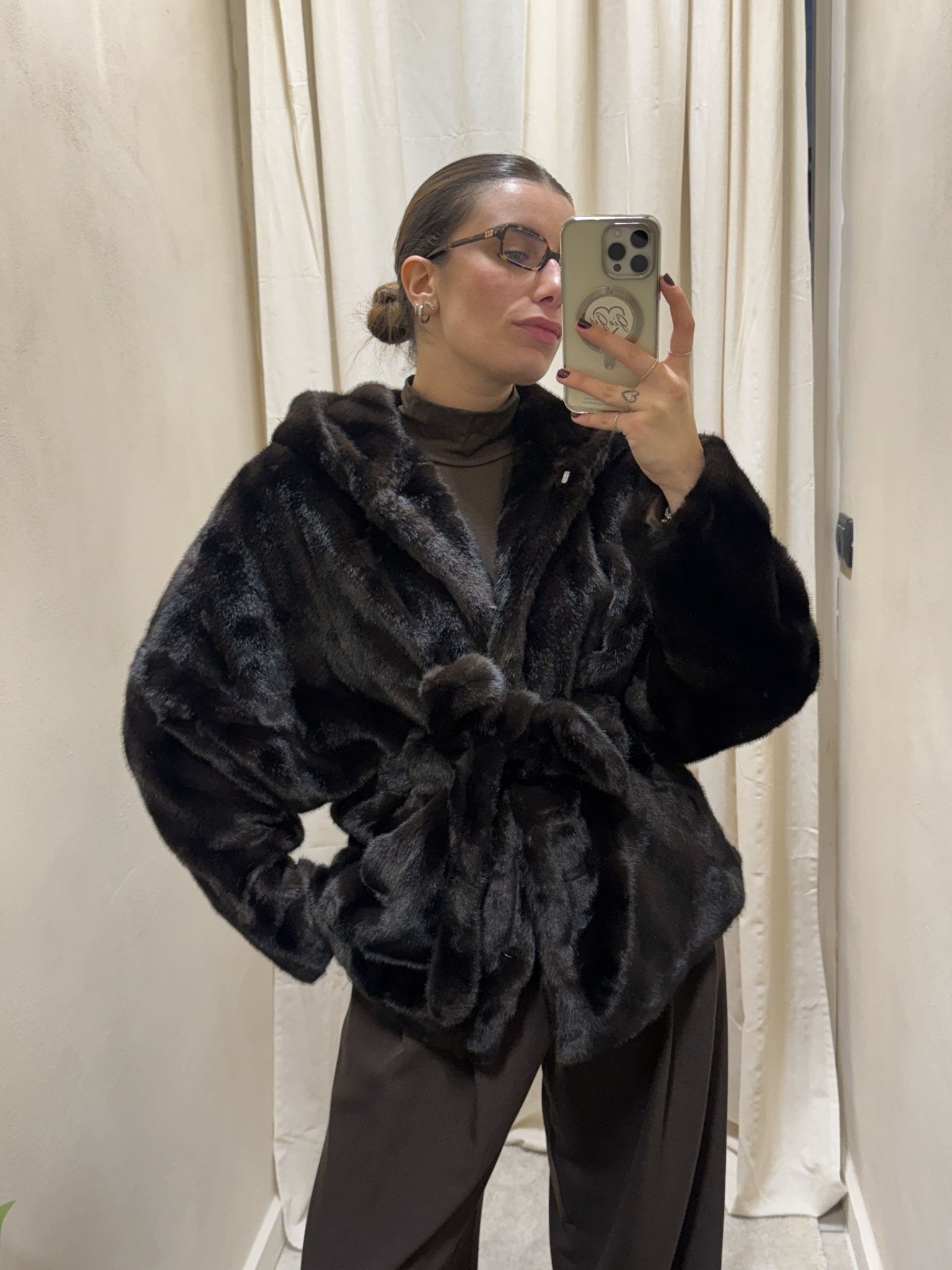 Eco - pelliccia con cappuccio e fusciacca MyD - GiuGiò | Shop online